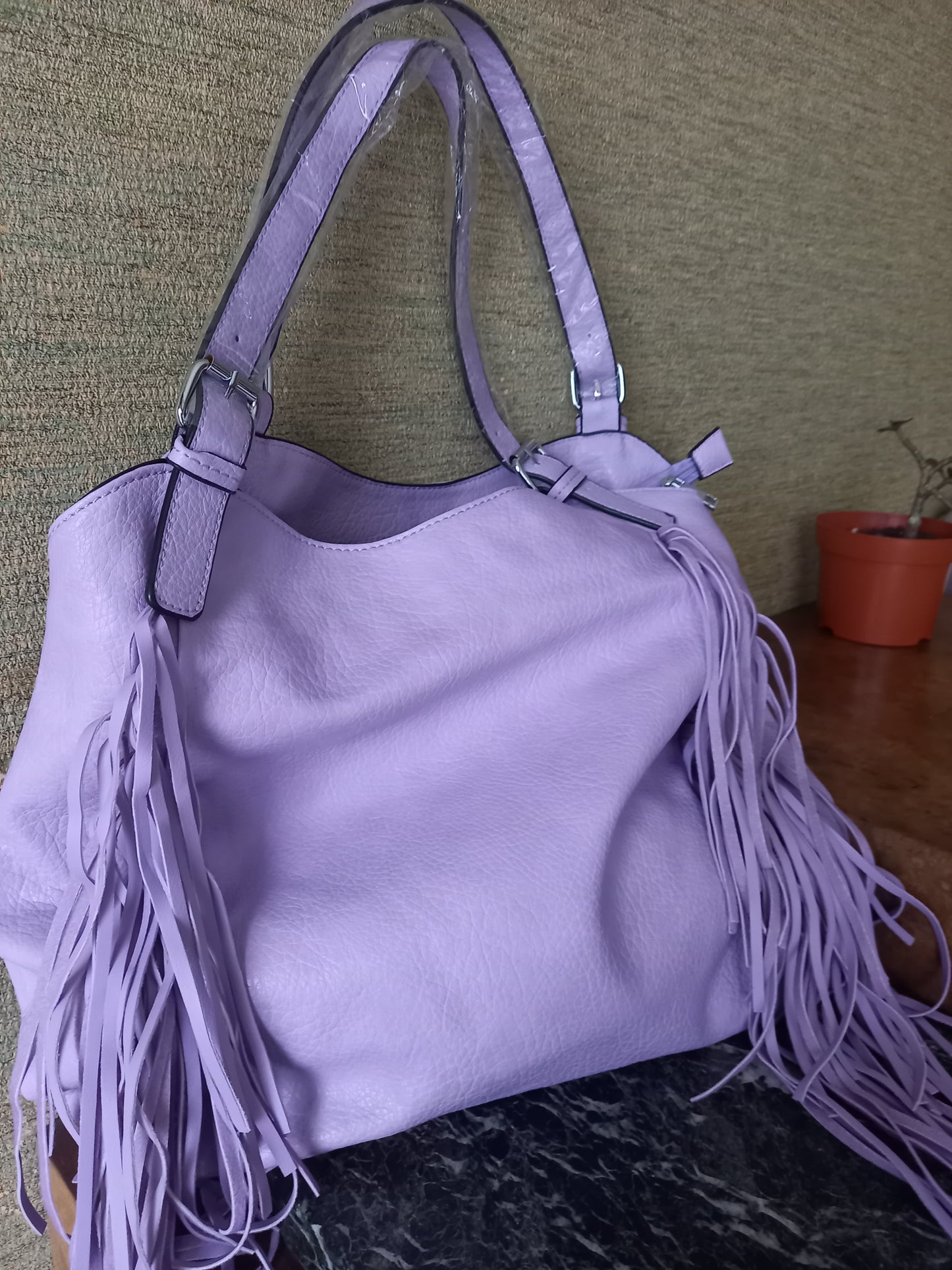 sac à main frange violet
