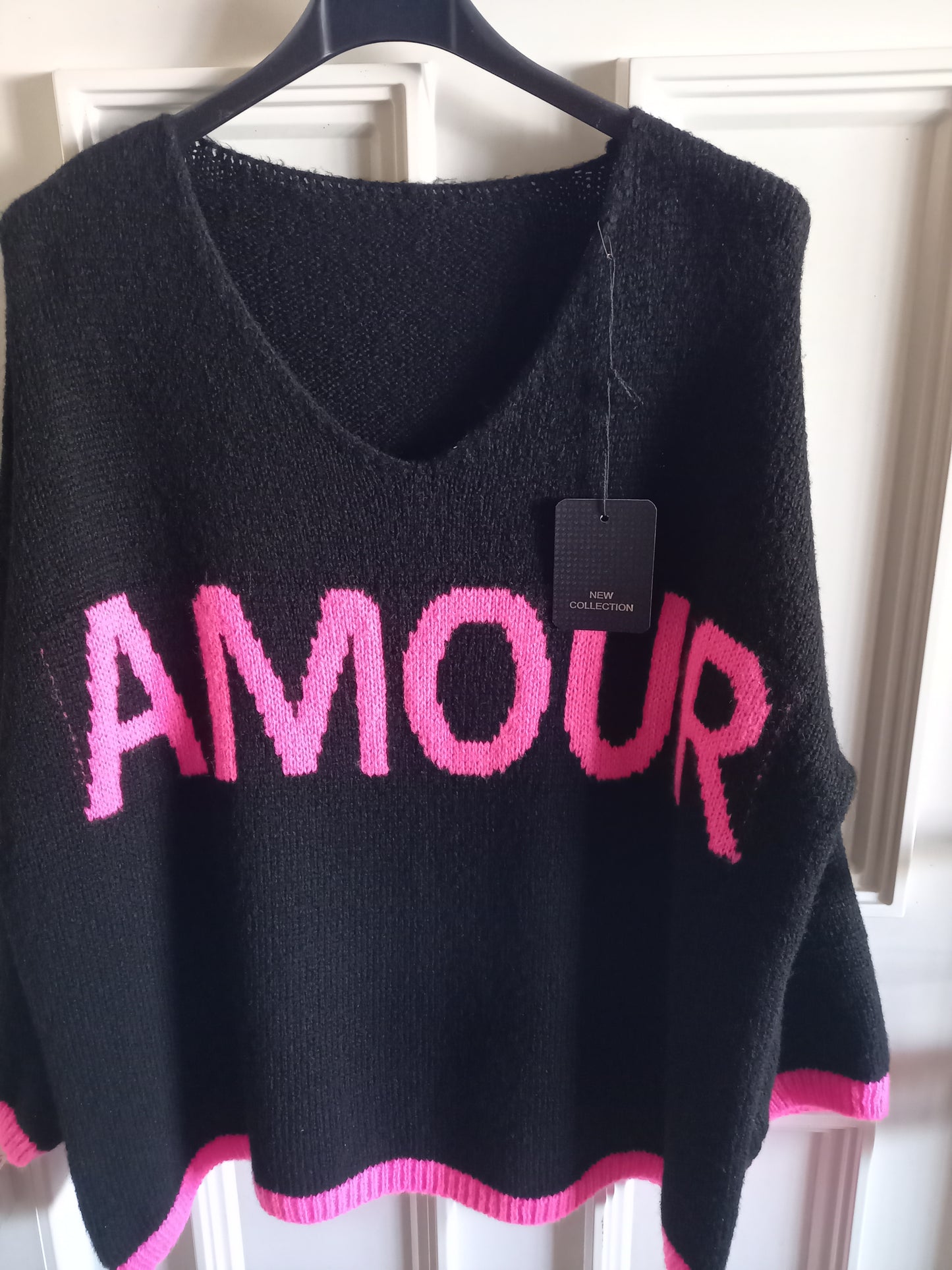 PULLOVER   OVERSIZE AMOUR  NOIR
