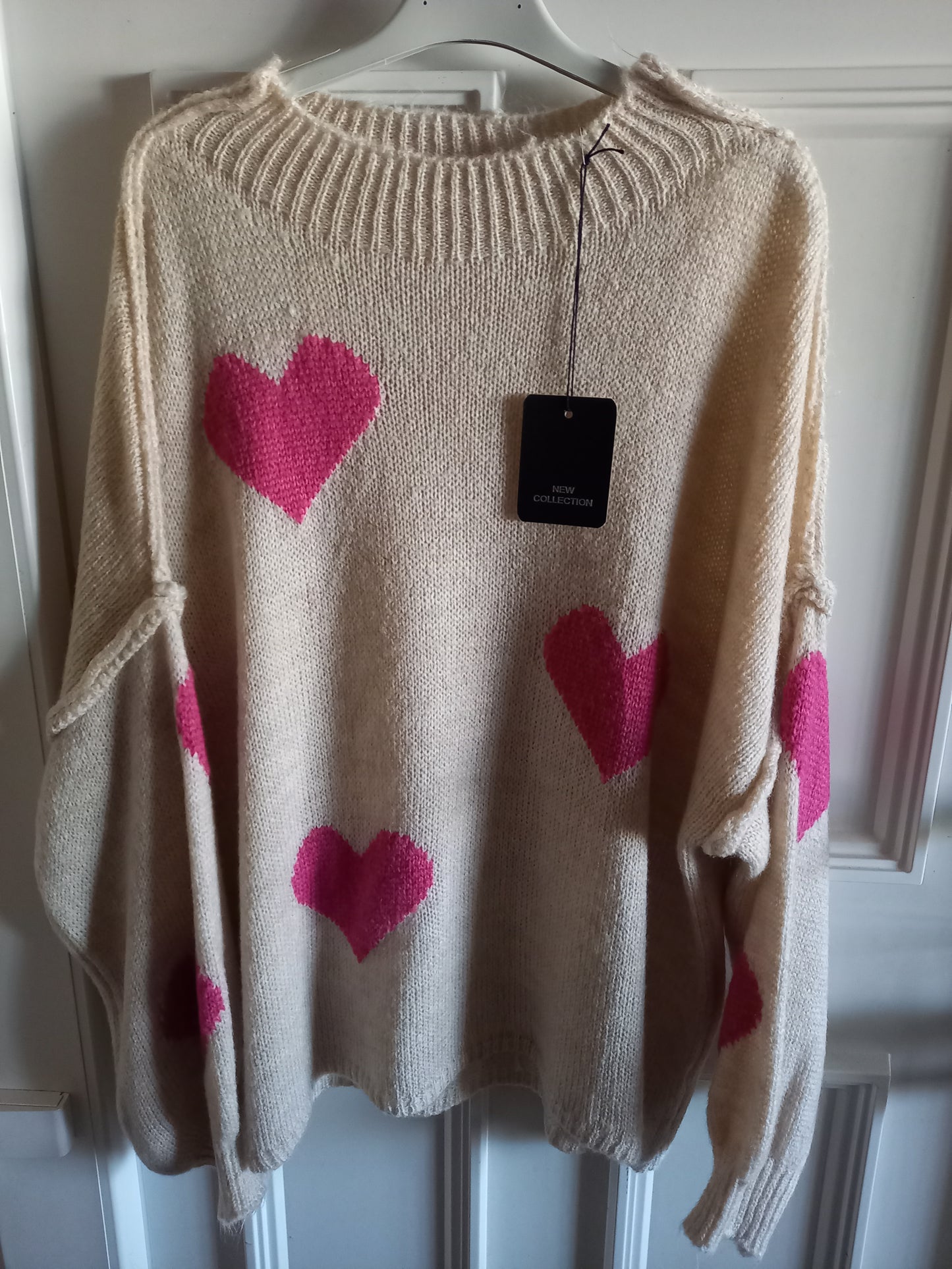 PULLOVER  OVERSIZE   COEUR  BEIGE