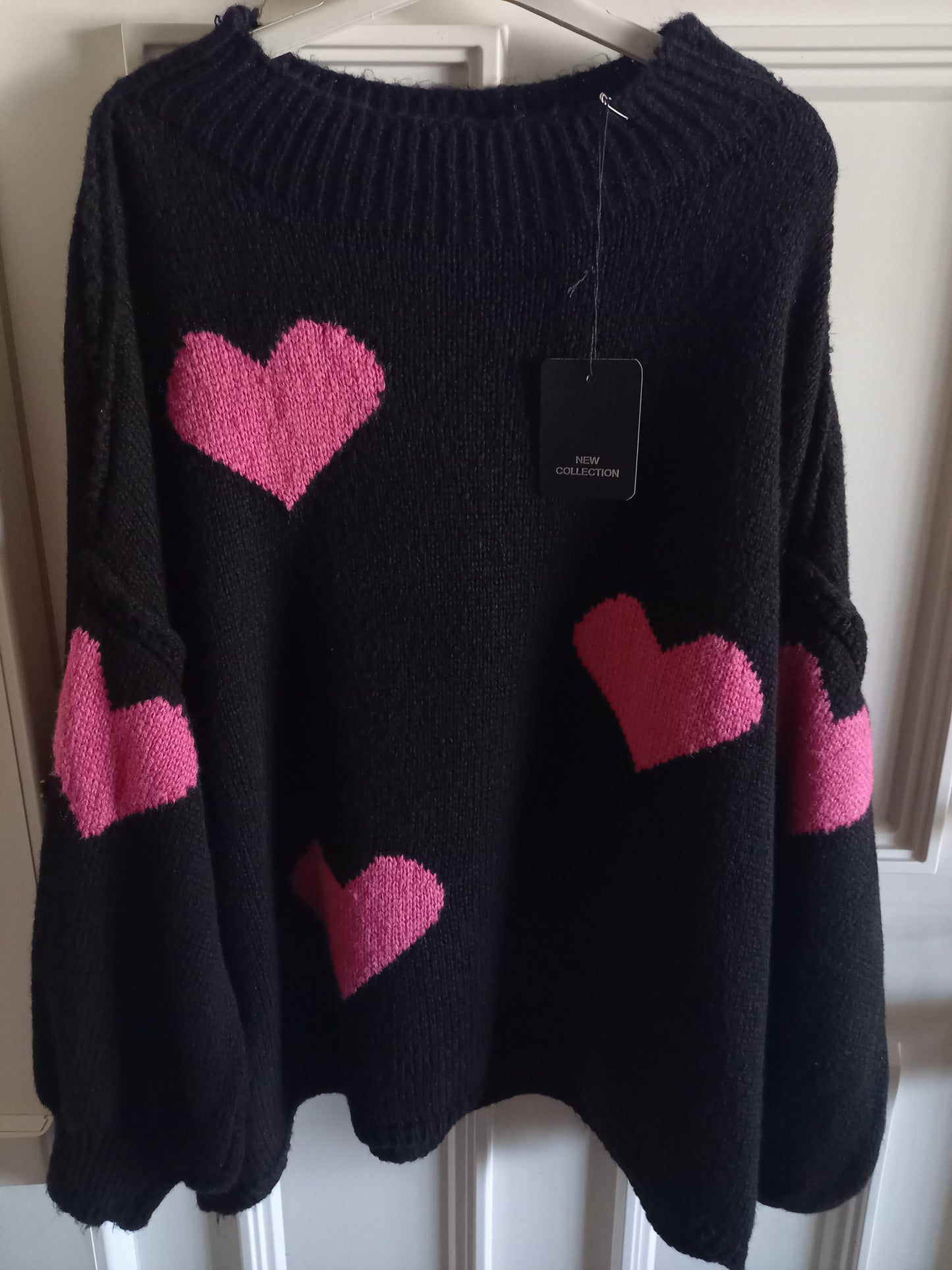PULLOVER   OVERSIZE COEUR   NOIR