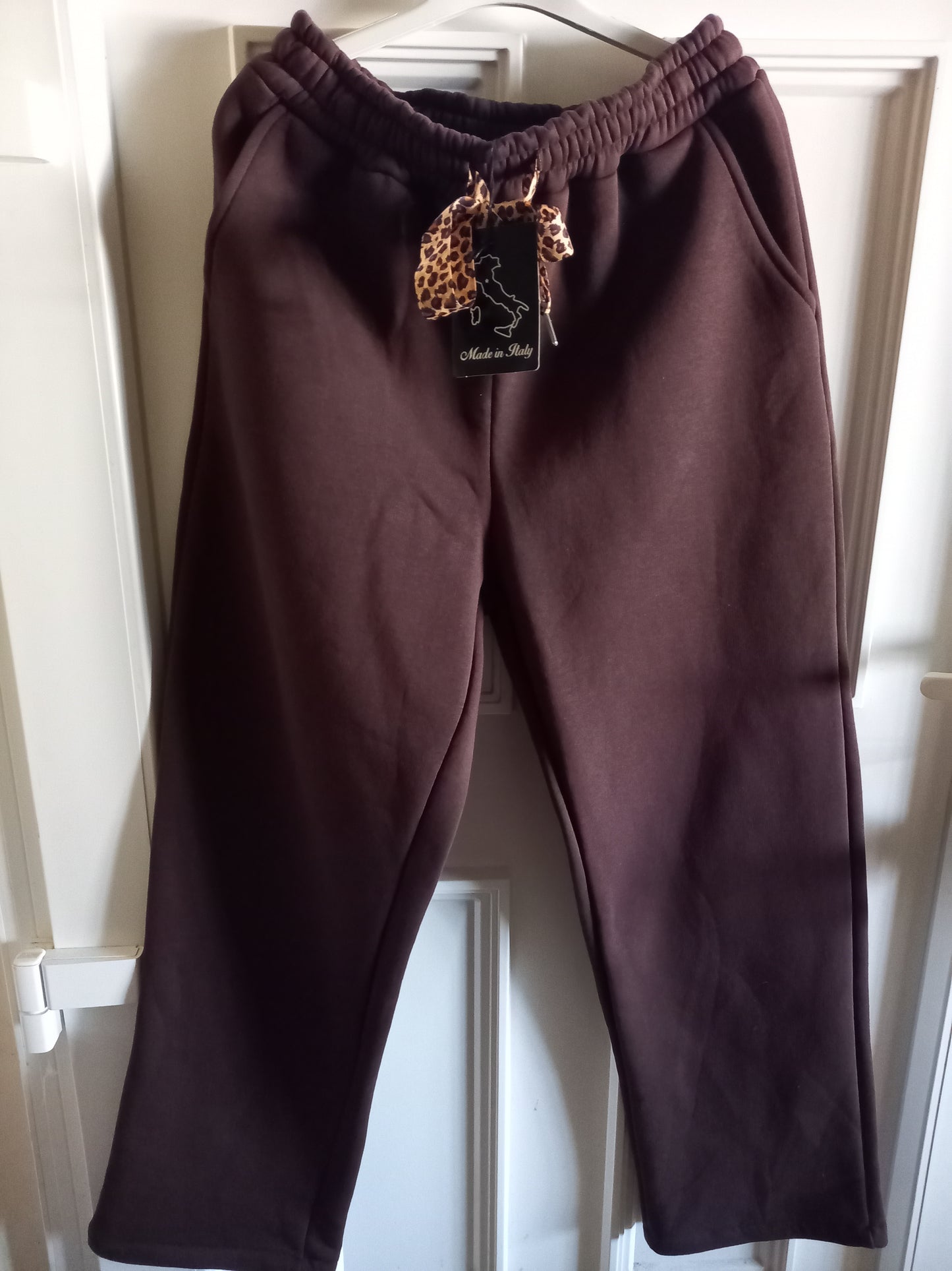 PANTALON JOGGING  MARRON  EN MOLLETON
