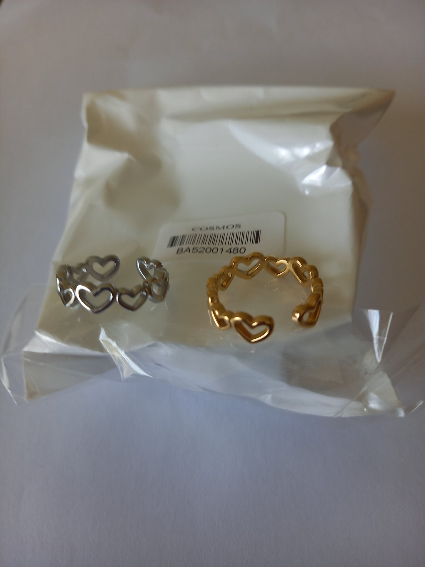 Bague cœur ajustable en acier inoxydable minimaliste