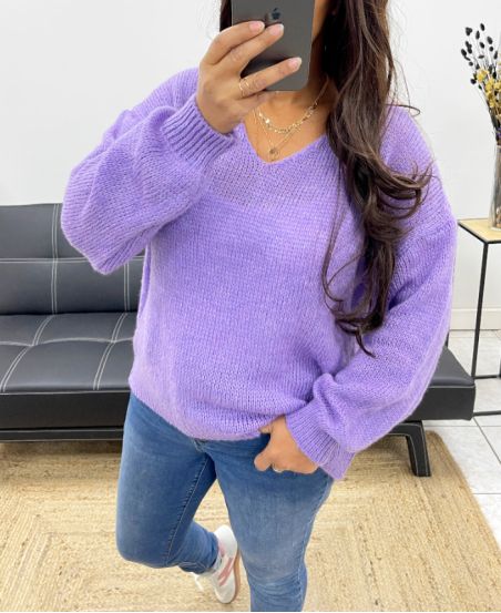 PULLOVER   LAINE  DOUX    LILAS