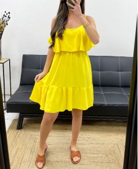 ROBE  A VOLANTS  JAUNE